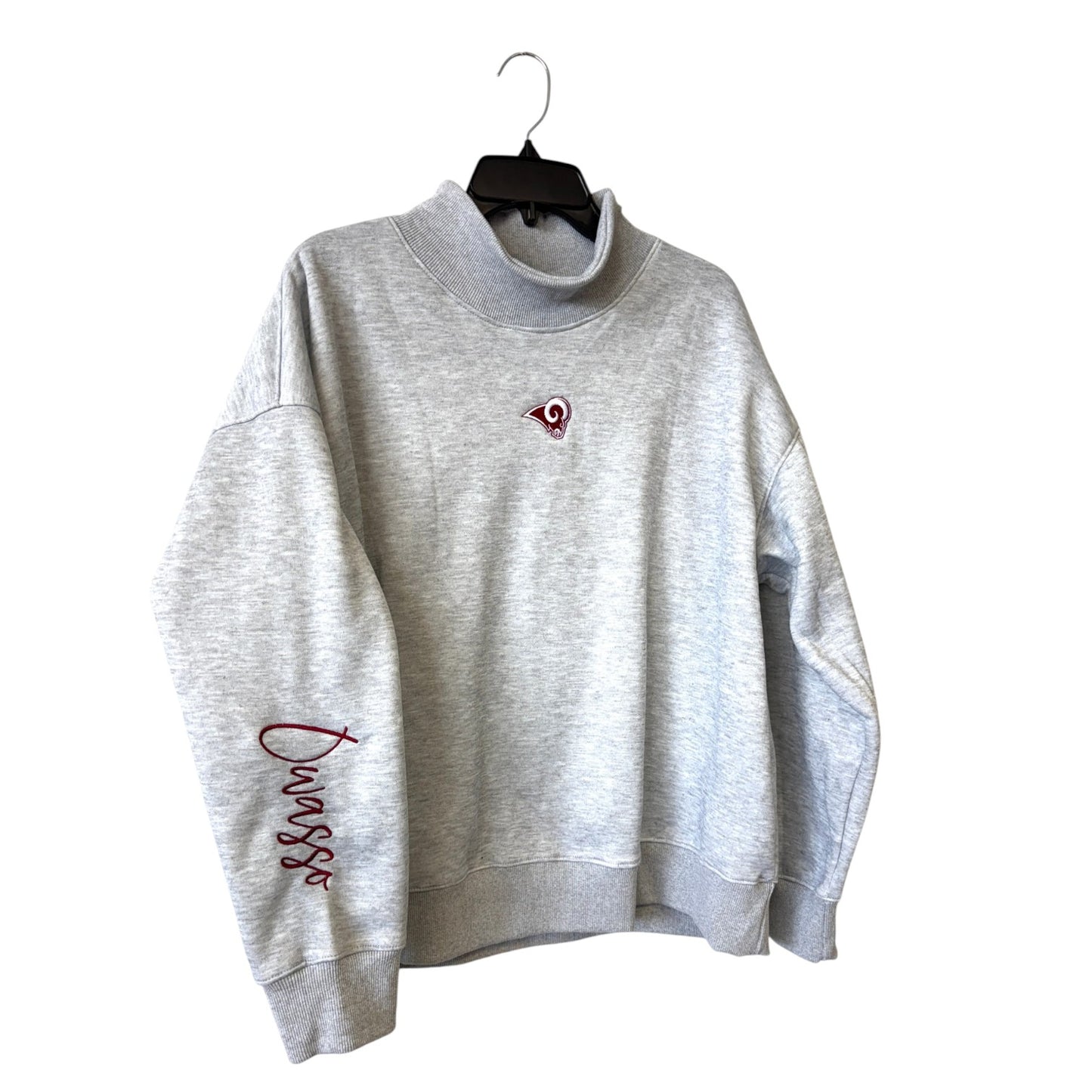Owasso Rams - Embroidered Ram Logo Owasso Sleeve - Mockneck Sweatshirt