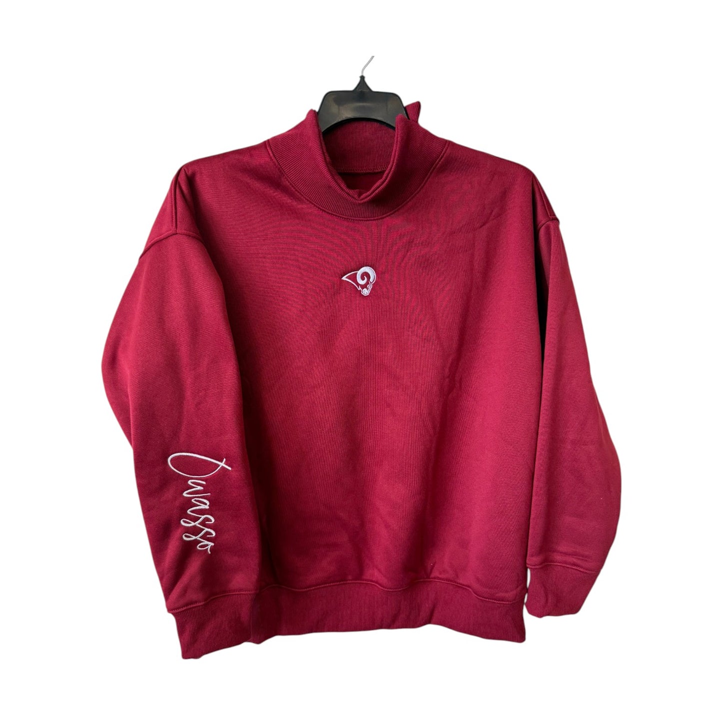 Owasso Rams - Embroidered Ram Logo Owasso Sleeve - Mockneck Sweatshirt