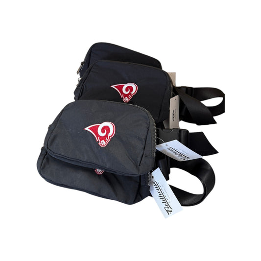 Owasso Rams- Embroidered Ram Logo - Crossbody Belt Bag Black