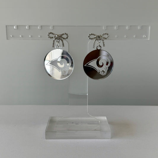 Owasso Rams -  Ram Logo Acrylic Bow Dangle Earring