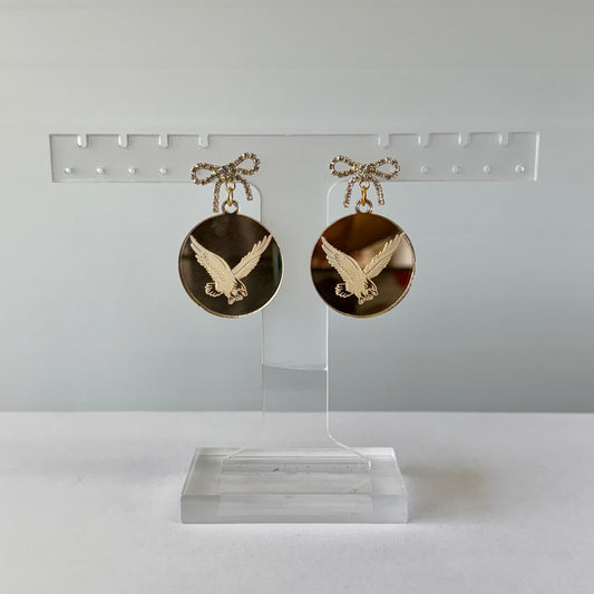 Rejoice Eagles - Fly Eagle Logo Acrylic Bow Dangle Earring