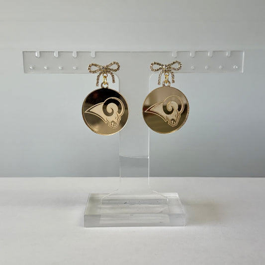 Owasso Rams -  Ram Logo Acrylic Bow Dangle Earring