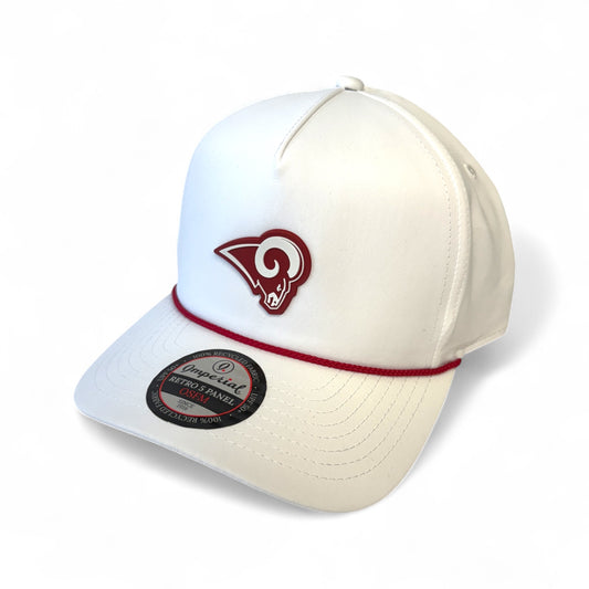 Owasso Rams - 3D Rubber Patch Ram Icon - Imperial Rope Hat (White/Red)