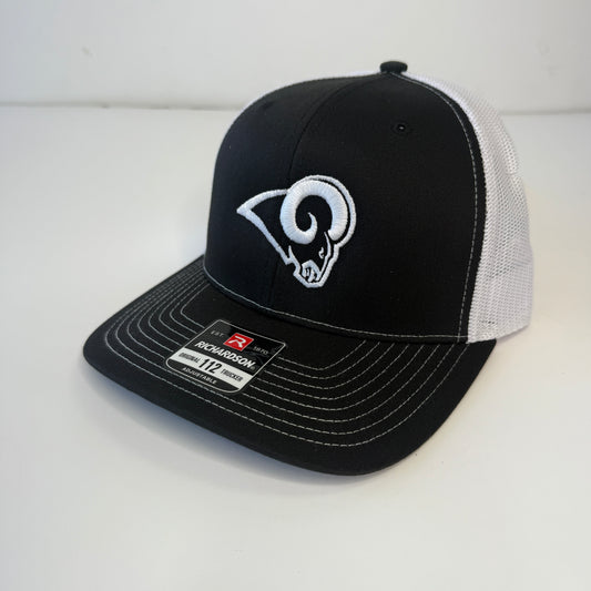 Owasso Rams - Embroidered Ram - Richardson 112 Sanpback Hat (BLK/WHT)