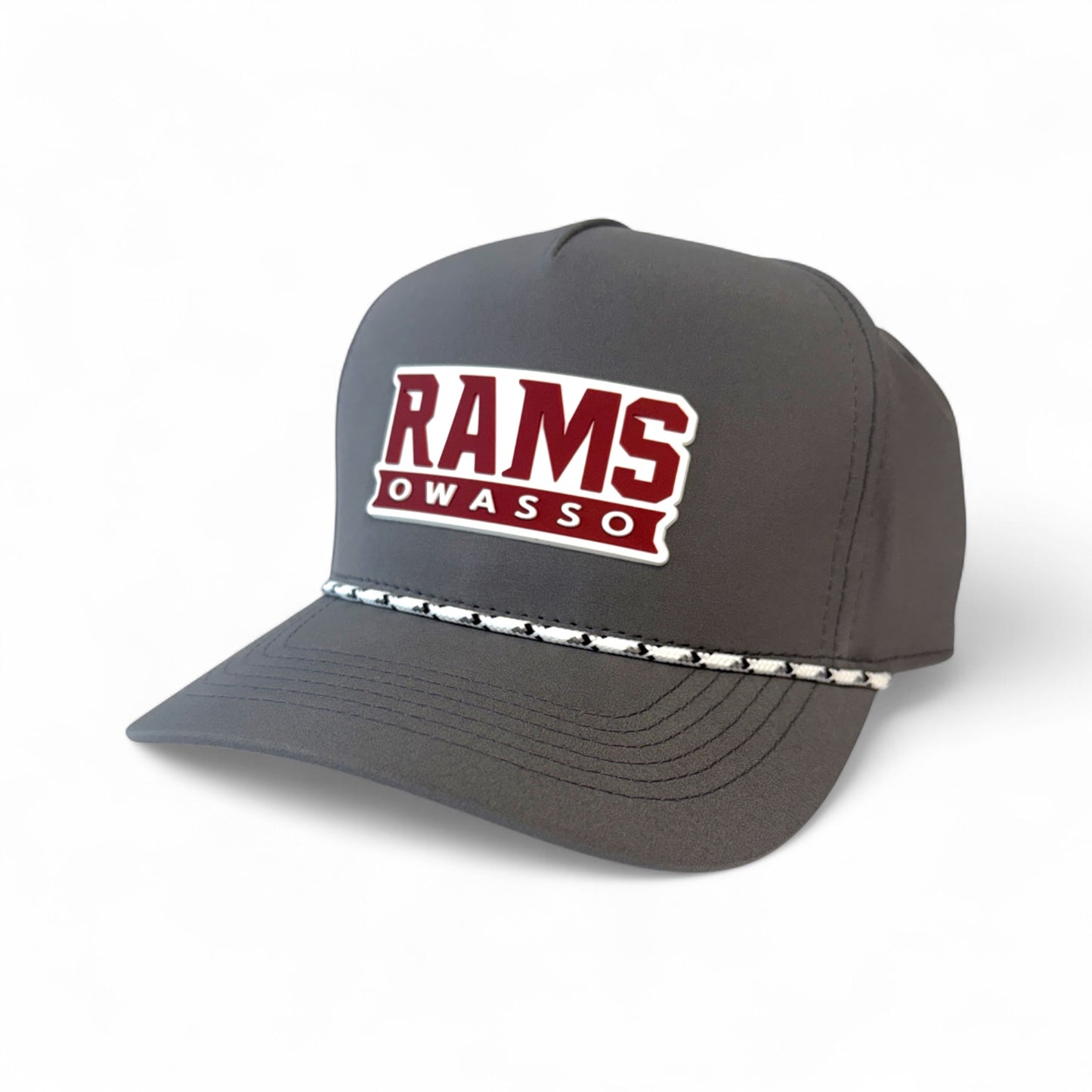 Owasso Rams - 3D Rubber Patch Rams Owasso - Rope Snapback Hat