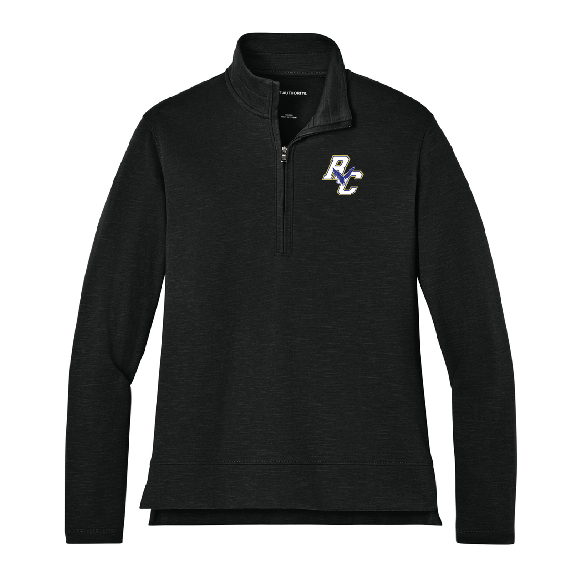 Rejoice Eagles- Embroidered Rejoice Christian Eagles Logo - Ladies 1/4 Zip Pullover (Black)