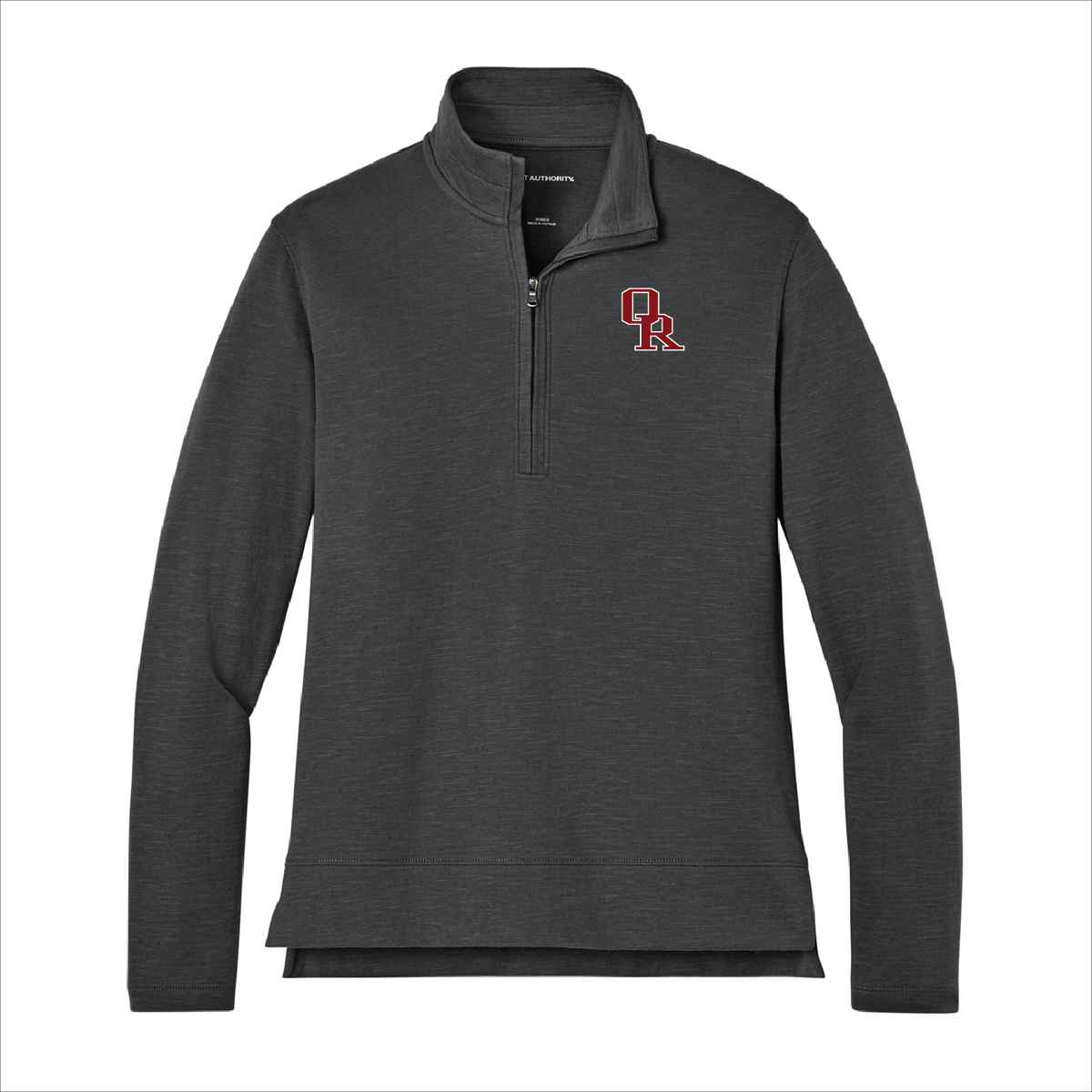 Owasso Rams - Embroidered Interlocking OR - Ladies 1/4 Zip Pullover (Gray)