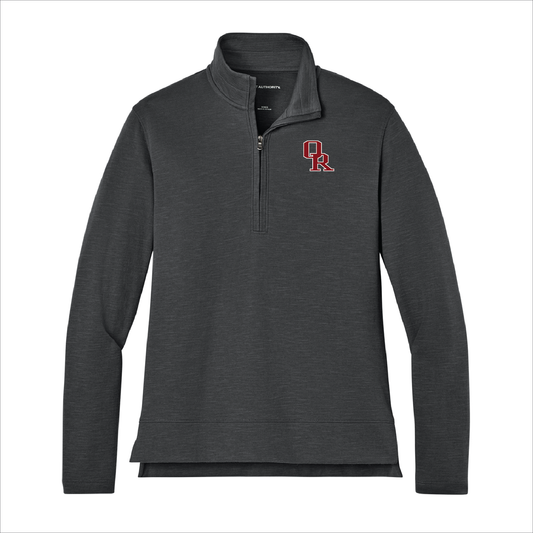 Owasso Rams - Embroidered Interlocking OR - Ladies 1/4 Zip Pullover (Gray)