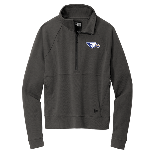 Rejoice Eagles - Embroidered Athletic Eagle -  Ladies New Era Fitted 1/2 Zip Sweatshirt (Grey)