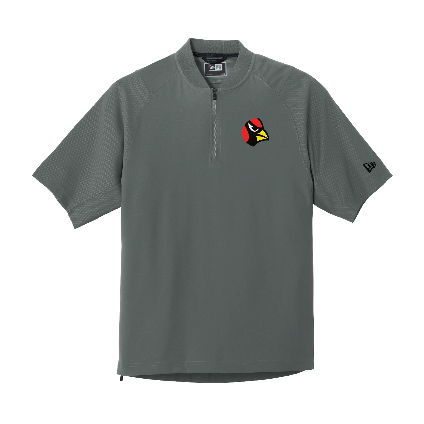 Collinsville Cardinals - Embroidered Circle Cardinal - New Era Mens 1/4 Zip Cage Top (Grey)