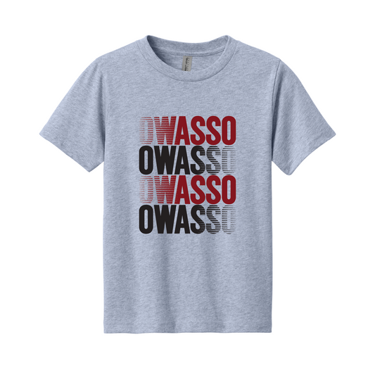 Owasso Rams - Screen Print Owasso Alternate Lines - Youth Unisex Cotton Tee(Heather Grey)