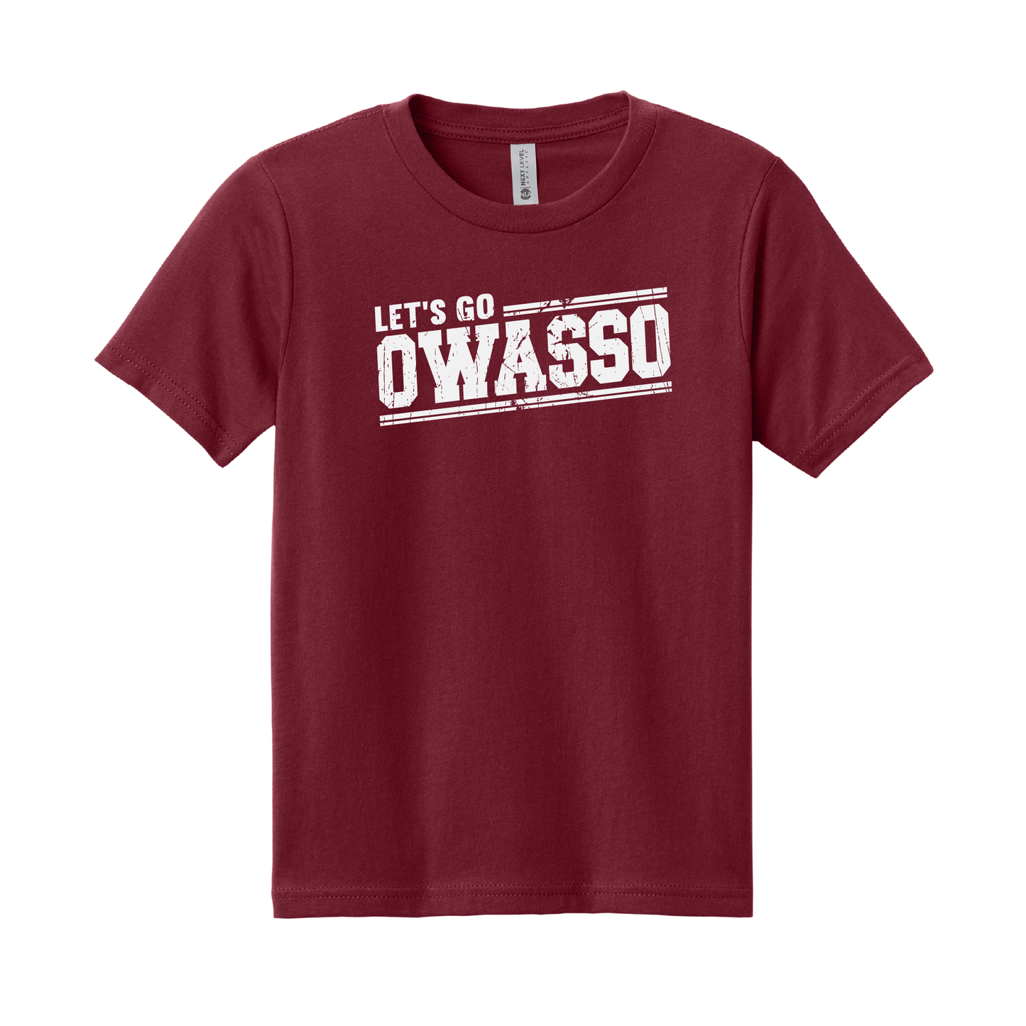 Owasso Rams - Screen Print Let's Go Owasso - Youth Tee (Cardinal)