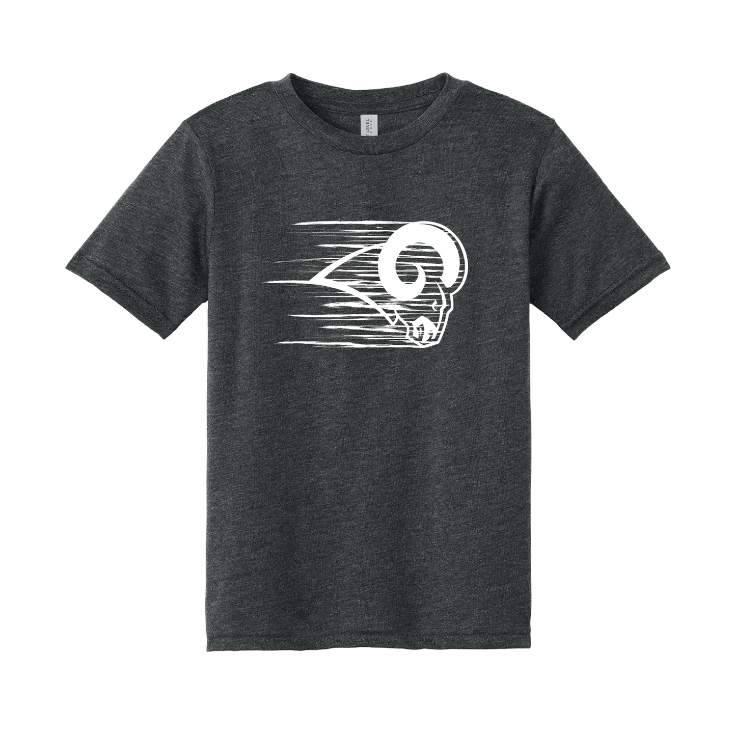 Owasso Rams - Screen Print Ram Swoosh - Youth Tee (Charcoal)