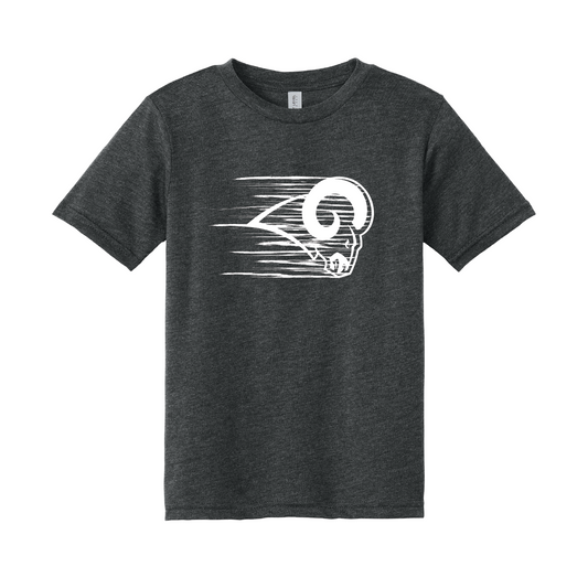 Owasso Rams - Screen Print Ram Swoosh - Youth Tee (Charcoal)