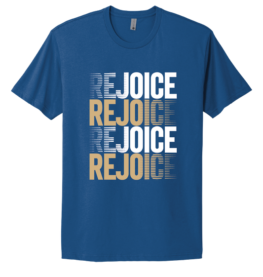 Rejoice Eagles - Screen Print Rejoice Alternate Lines - Unisex Cotton Tee(Blue)