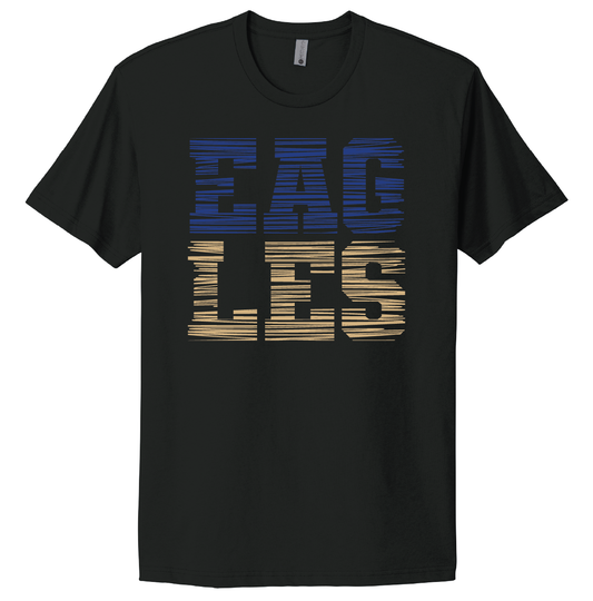 Rejoice Eagles - Screen Printed Eagles Stacked Scratch - Tee (Black)
