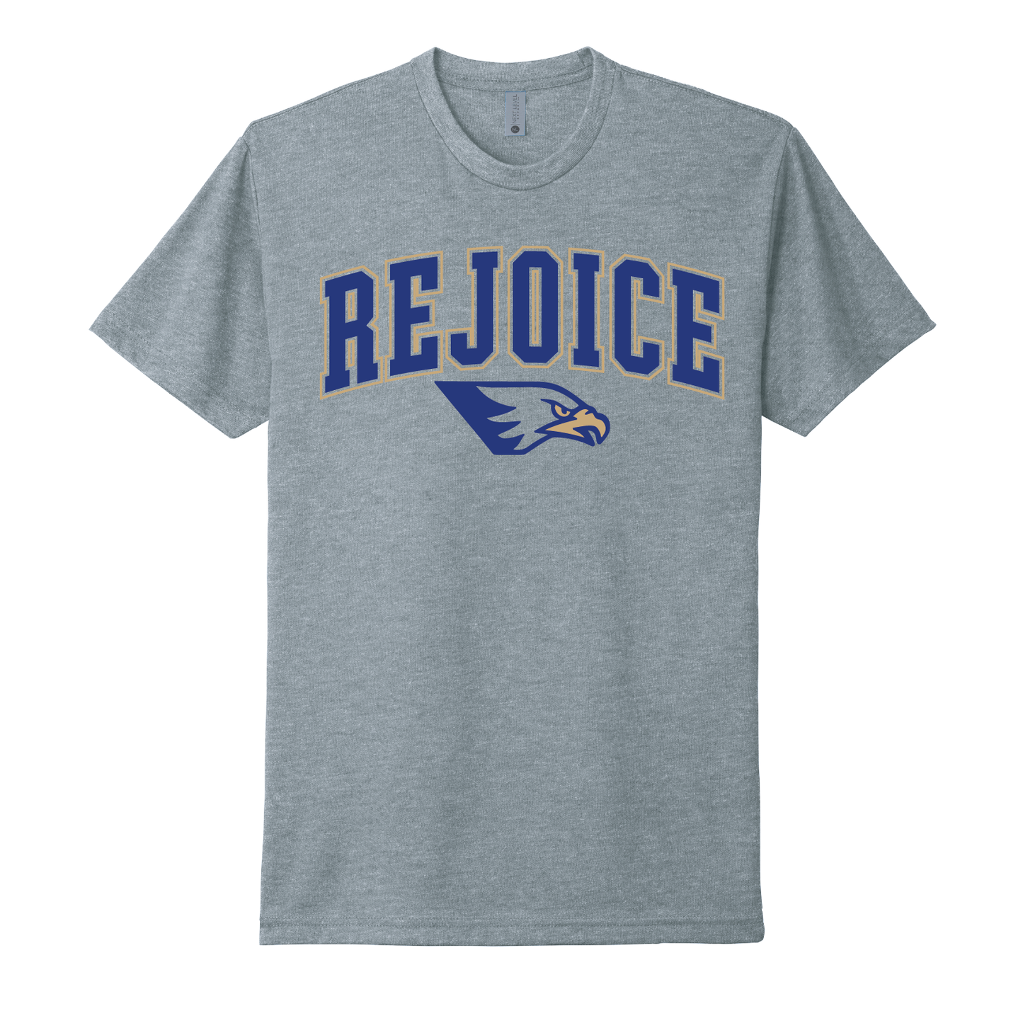 Rejoice Eagles - Screen Print Collegiate Arch Athletic Eagle - Tee (Heather Grey)