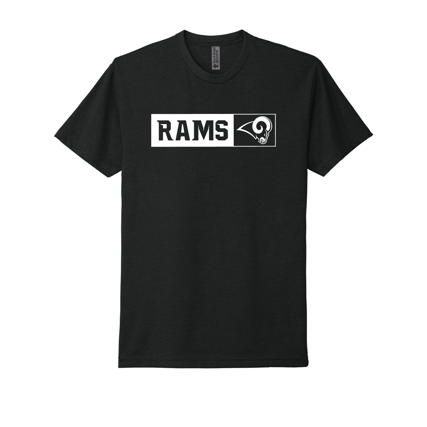 Owasso Rams - Screen Print Rams Box Knockout Ram Logo - Tee (Black)