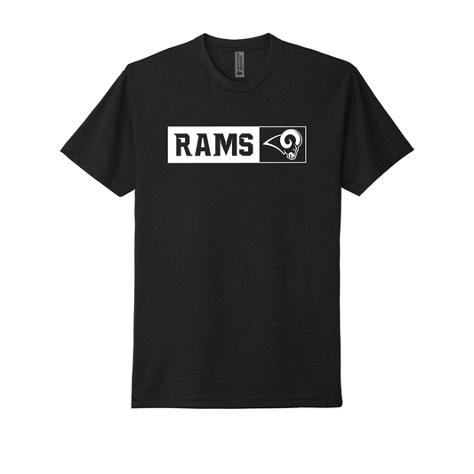 Owasso Rams - Screen Print Rams Box Knockout Ram Logo - Tee (Black)