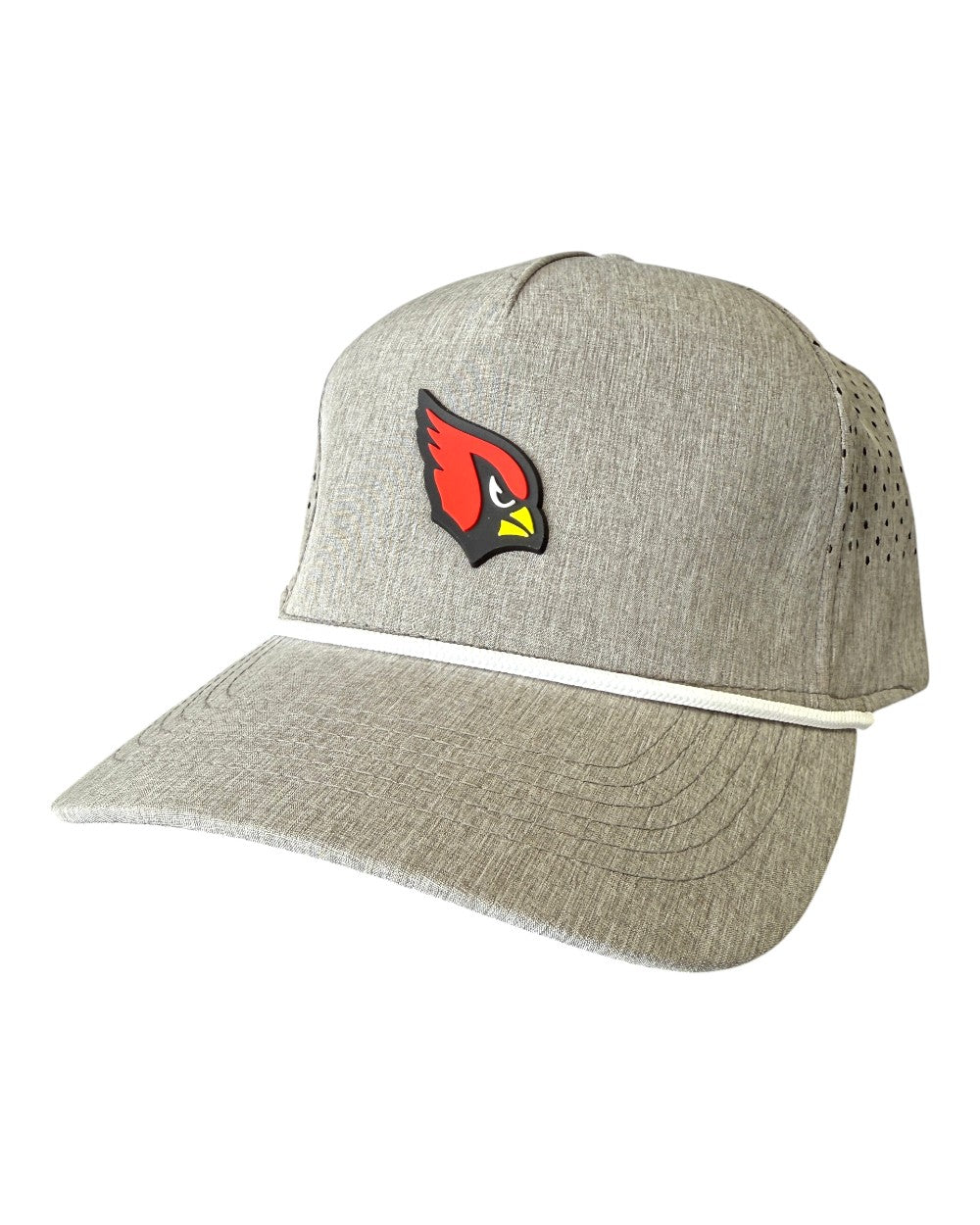 Collinsville Cardinals - 3D Rubber Patch Cardinal Icon - Perforated Rope Hat (Hthr Gray/Wht)