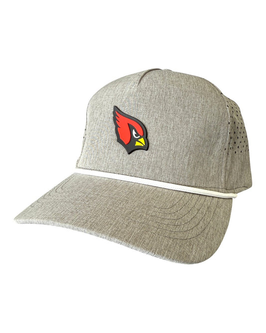 Collinsville Cardinals - 3D Rubber Patch Cardinal Icon - Perforated Rope Hat (Hthr Gray/Wht)