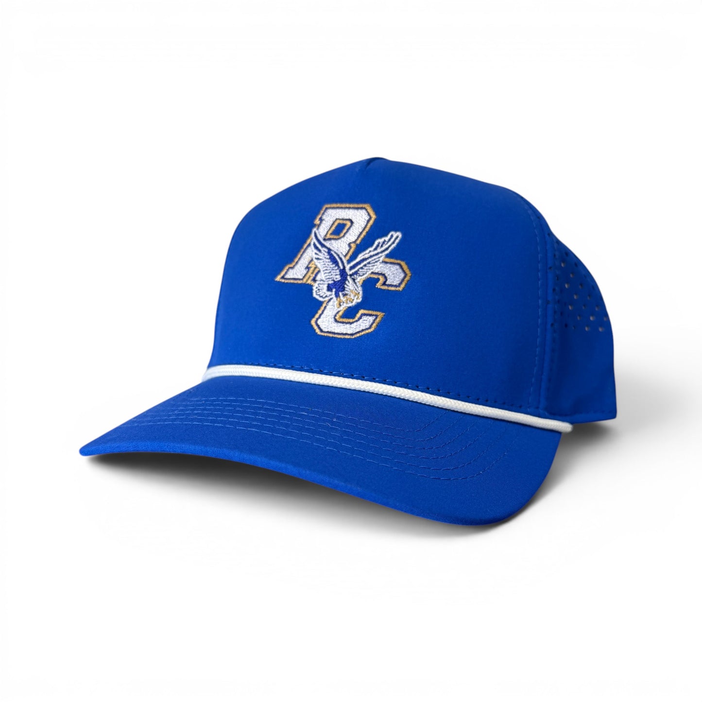 Rejoice Eagles - Embroidered Rejoice Christian Eagles Logo - Perforated Rope Snapback Hat (Royal/White)
