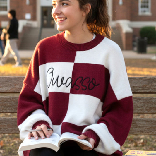 Owasso Rams - Owasso Chain Script - Checkered Sweater