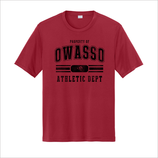 Owasso Rams - Screen Print Property of Owasso Athletics - Performance Tee