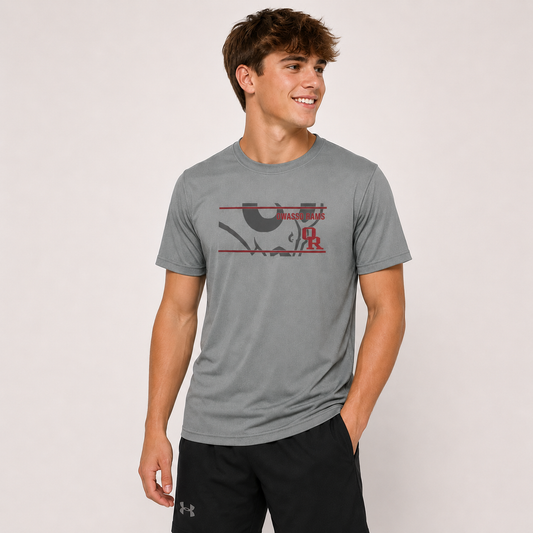 Owasso Rams – Screen Print Ram Stripe Performance Tee