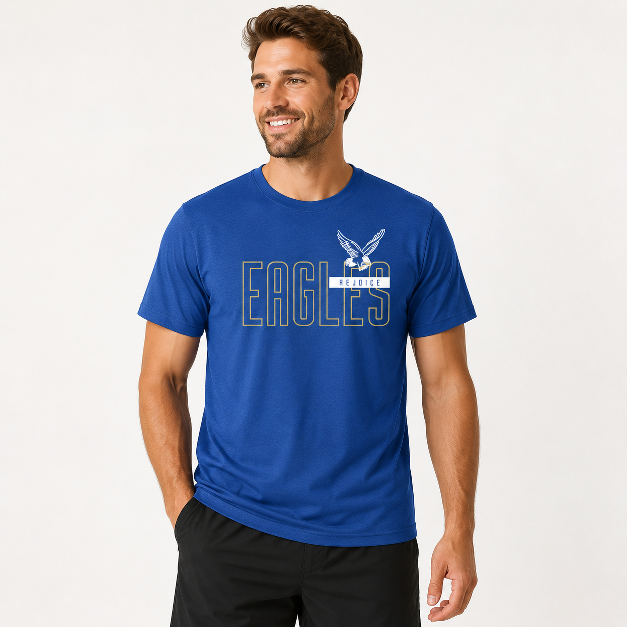Rejoice Eagles – Screen Print Eagles Block Performance Tee