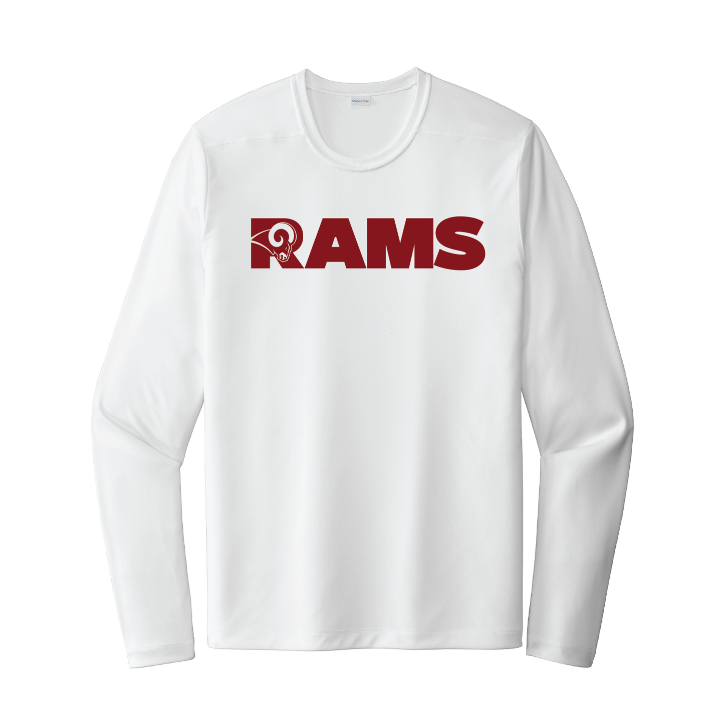 Owasso Rams -Screen Print Ram in "R"ams - UV Performance Long Sleeve Tee (White)