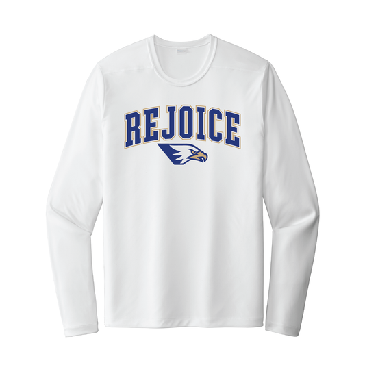 Rejoice Eagles - Screen Print Arched Collegiate Rejoice - UV Performance Long Sleeve (White)