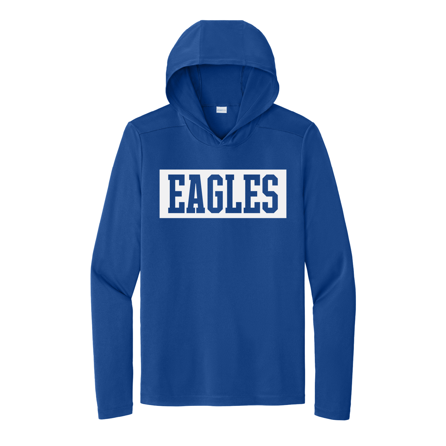 Rejoice Eagles - Screen Print Block Eagles - Hooded UV Performance Long Sleeve Tee (Royal)