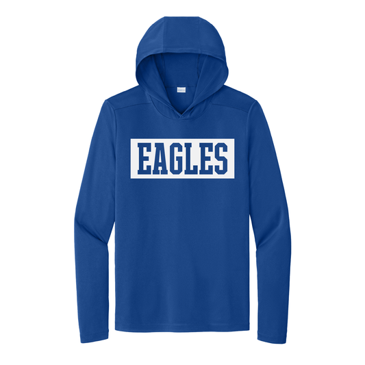 Rejoice Eagles - Screen Print Block Eagles - Hooded UV Performance Long Sleeve Tee (Royal)