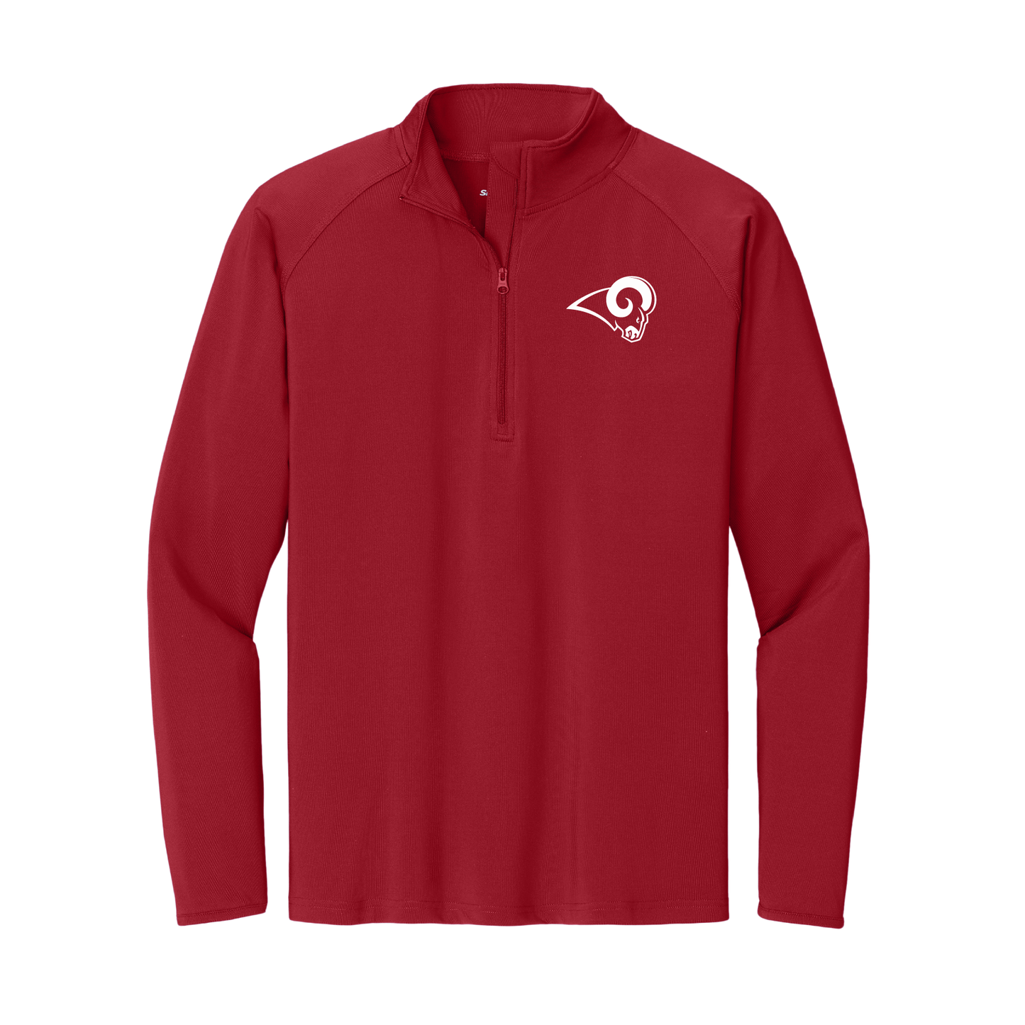 Owasso Rams - Embroidered Ram - 1/4 Zip Stretch Pullover (Cardinal)