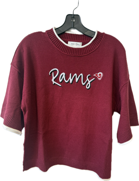 Owasso Rams - Embroidered Rams Script Ram Logo- Short Sleeve Solid Sweater