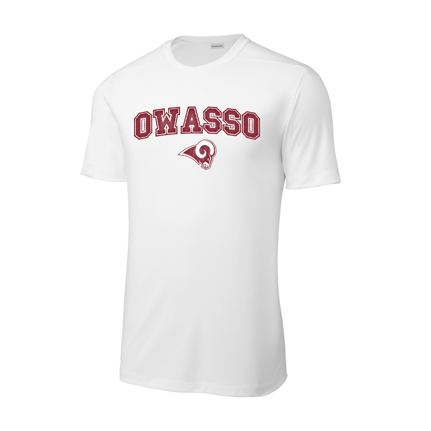 Owasso Rams – Screen Print Owasso Mesh Arched Ram - Performance Tee (White)