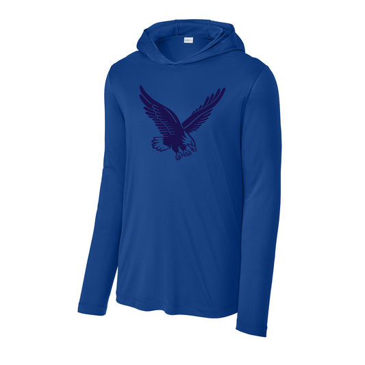Rejoice Eagles - Screen Print Fly Eagle Tonal - Hooded Performance Long Sleeve Tee