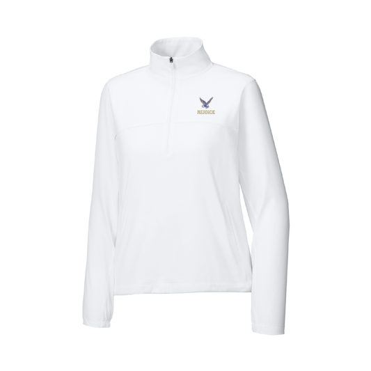 Rejoice Eagles - Embroidered Fly Eagle Rejoice - Ladies 1/2 Zip Repeat Long Sleeve Pullover
