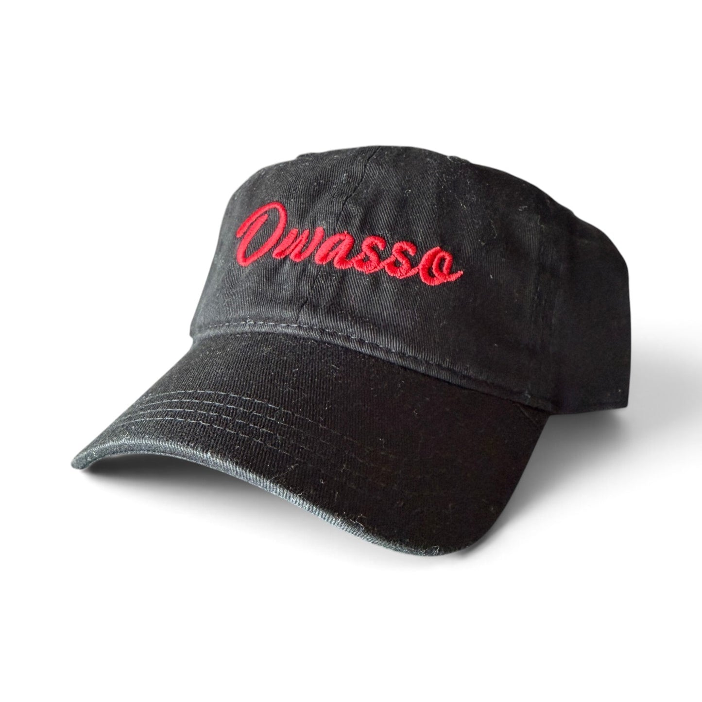 Owasso Rams - Embroidered Owasso Script - YOUTH Otto Adjustable Dad Hat (Black)