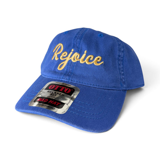 Rejoice Eagle - Embroidered Rejoice Script - YOUTH Otto Dad Cap Adjustable Hat (Blue)