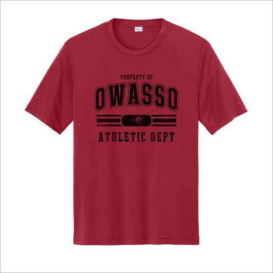 Owasso Rams - Screen Print Property of Owasso Athletics - Youth Performance Tee