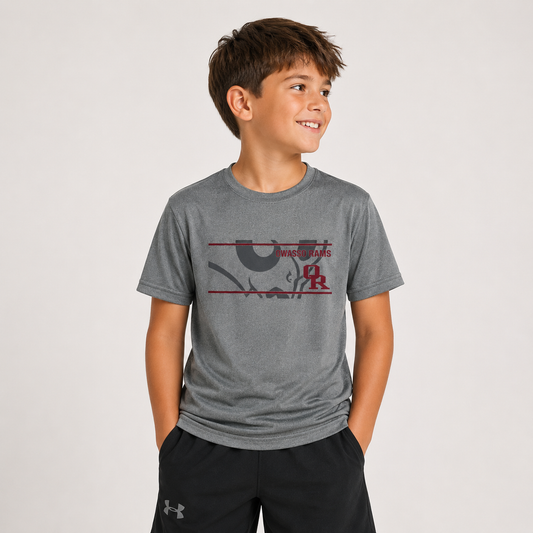 Owasso Rams – Screen Print Ram Stripe Performance Tee – Youth