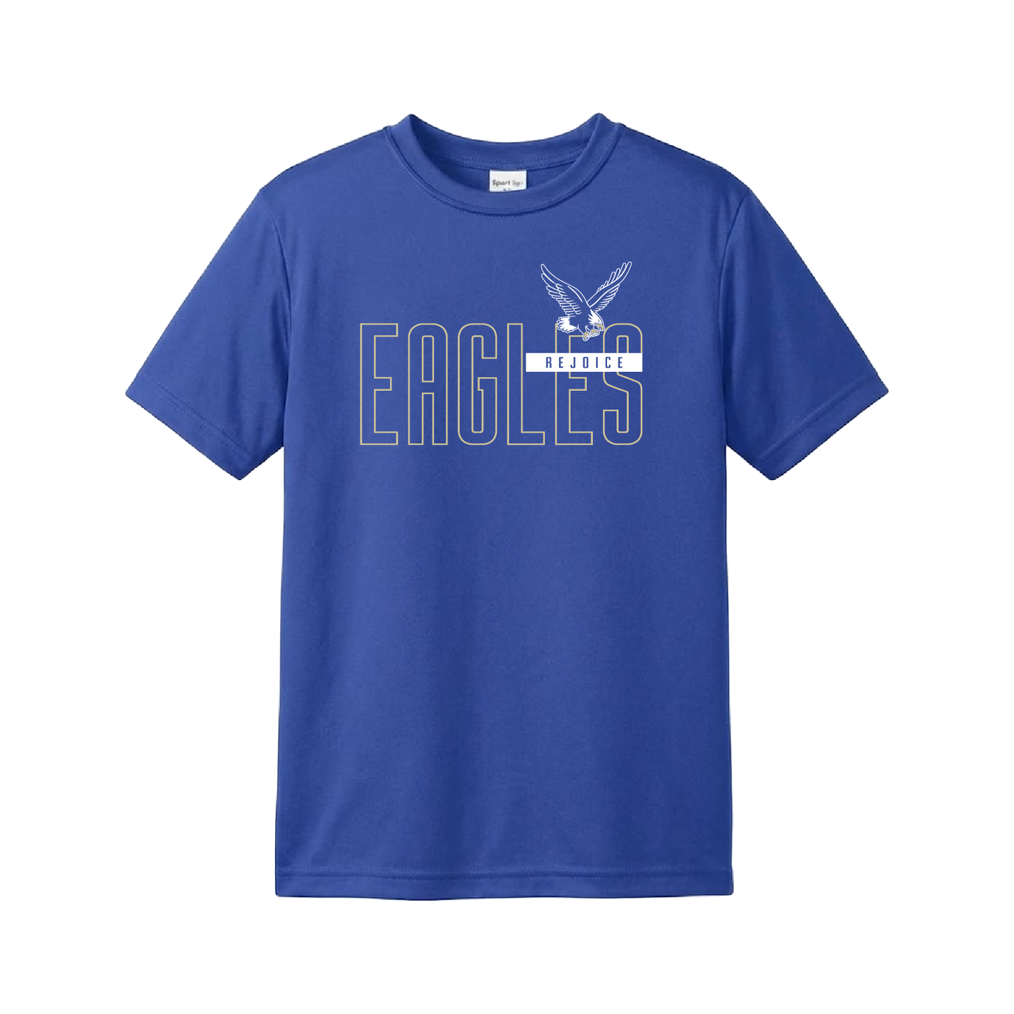 Rejoice Eagles – Screen Print Eagles Block Performance Tee – Youth