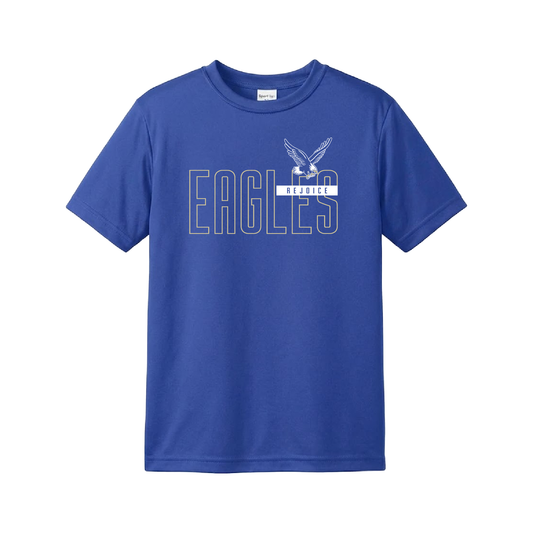 Rejoice Eagles – Screen Print Eagles Block Performance Tee – Youth