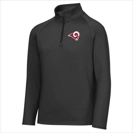 Owasso Rams - Embroidered Ram Logo - YOUTH 1/4 Zip Stretch Pullover