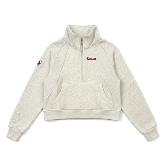 Owasso Rams - Embroidered Owasso Script Ram Logo - Dove Funnel Neck 1/2 Zip Sweatshirt